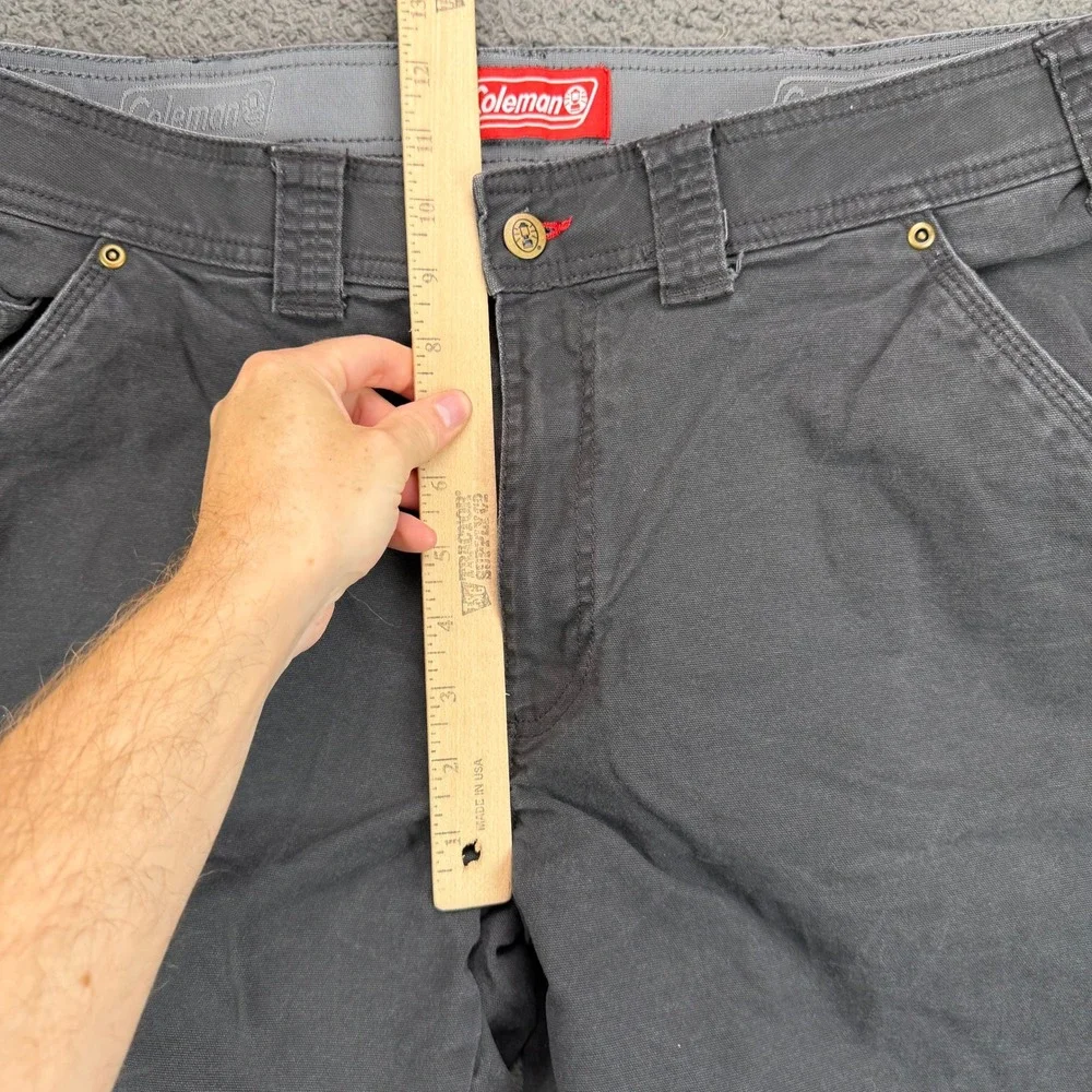 Coleman Mens 34x32 Gray Canvas Utility Carpenter Work Pants Outdoor Rugged